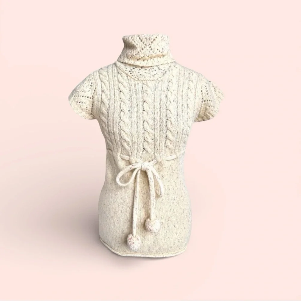 NWOT Anthropologie Cream Cable Knit Cowl Neck Sweater